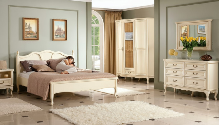 Bedroom set bed dresser wardrobe nightstand Italian furniture new