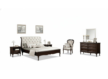 Complete bedroom: bed, double bed, nightstands, chest of drawers, armchair, Chippendale Royal