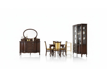 Classic dining room display cabinet, sideboard, chairs, table, Chippendale living room set, 10 pieces