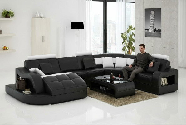 Multifunction XXL Big Leather Sofa Couch Corner Living Landscape Corner Sofa Upholstery