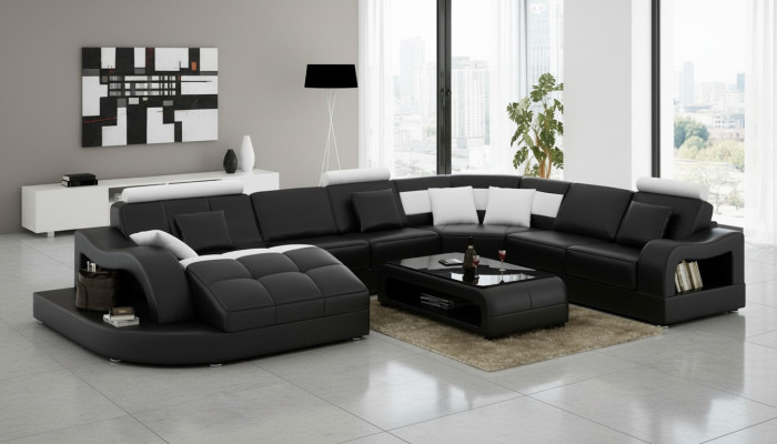 Multifunction XXL Big Leather Sofa Couch Corner Living Landscape Corner Sofa Upholstery