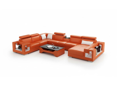 Leather sofa living area sectional sofa couch sofa corner suite corner XXL big 2710A