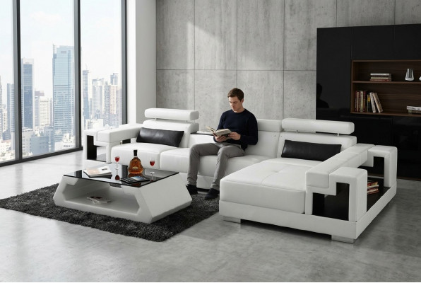 Living area corner sofa leather sofa couch upholstery seat corner suite new 2710B