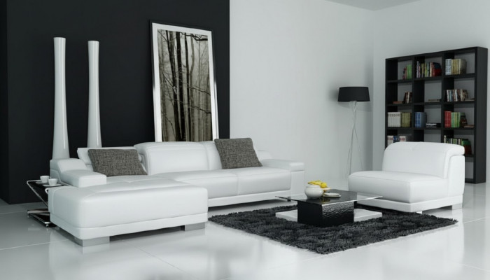 Living room landscape, upholstered corner, corner sofa, couch suite, landscape, leather, new / 2711B