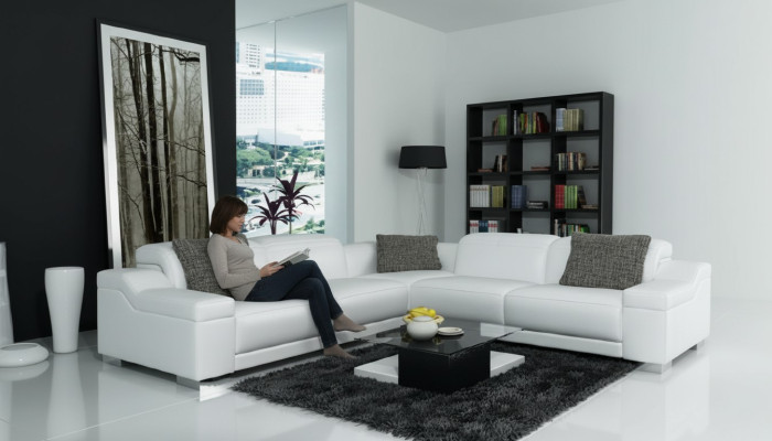 Living room landscape upholstery corner corner sofa seating couch suite landscape leather 2711D