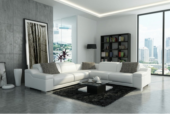 Living room landscape upholstery corner corner sofa seating couch suite landscape leather 2711D