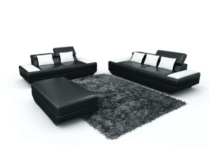 Leather sofa set 3+2 upholstered couch sofa set ottoman sofas - 2719A