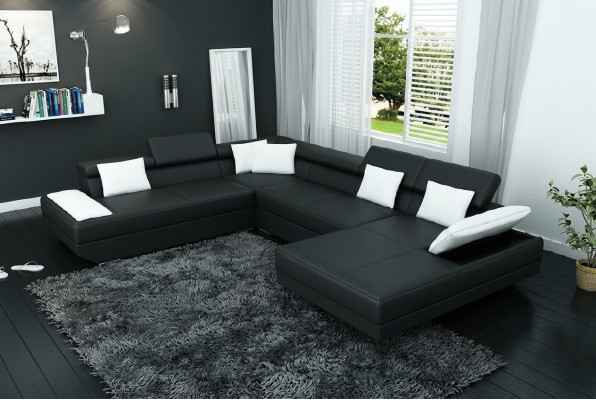 Leather sofa couch upholstery corner set living landscape XXL big corner sofa 2719D