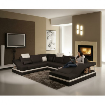 Living room sectional leather sofa couch upholstered corner set