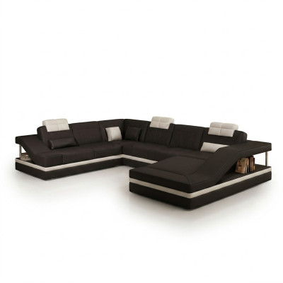 Living room sectional leather sofa couch upholstered corner set