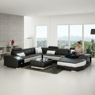 Living area corner sofa leather sofa couch upholstered corner suite new