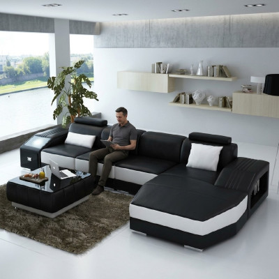 Living room landscape upholstered corner sectional sofa set landscape leather new / 2724B