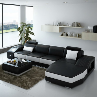 Living room landscape upholstered corner sectional sofa set landscape leather new / 2724B