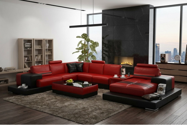 Living area couch upholstery corner ensemble leather sofa big sofa corner sofa new 2725A