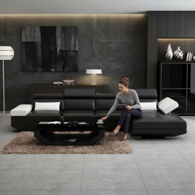 Living area upholstered corner sectional sofa couch suite landscape leather - AlfredC