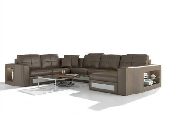 Sectional leather sofa big XXL U shape living landscape sofa couch set new H2210