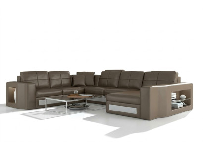 Sectional leather sofa big XXL U shape living landscape sofa couch set new H2210
