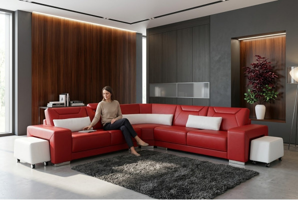 Seating landscape upholstered corner sofa couch set landscape leather seat PH739
