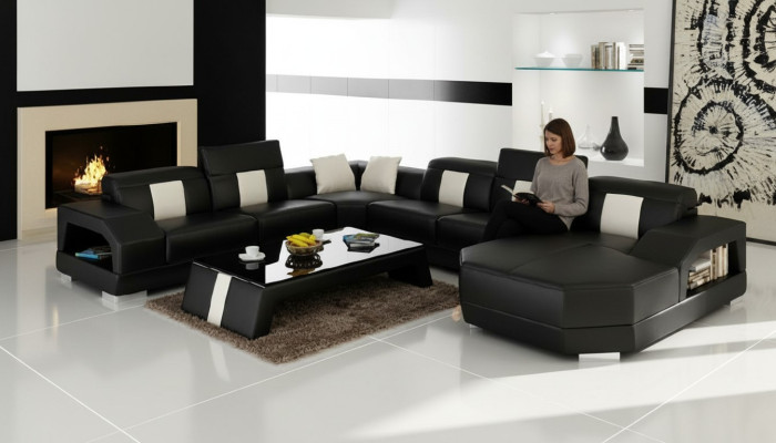 Living room landscape couch upholstery corner set designer leather sofa