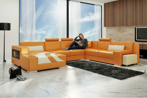 Living Area Couch Upholstered Corner Set Designer Leather Sofa Big Sofa New V015A