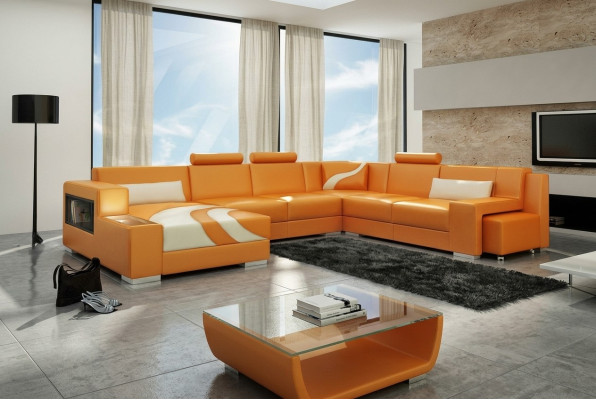 Living Area Couch Upholstered Corner Set Designer Leather Sofa Big Sofa New V015A
