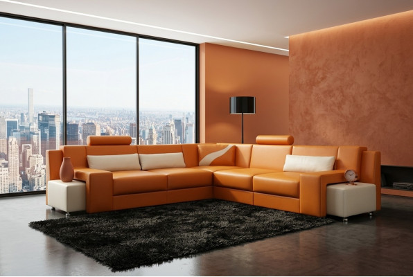 Living landscape upholstered corner corner sofa seating couch set landscape leather V015B