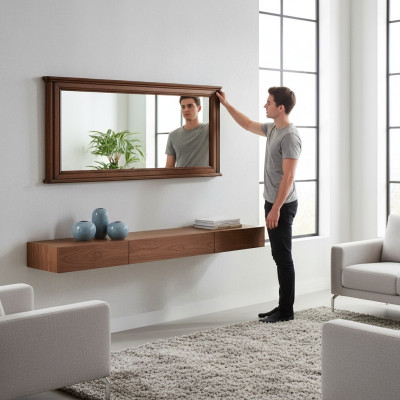 WALL MIRROR WOOD-FRAMED MIRROR FRAME RECTANGULAR MIRROR DESIGNER Prato PR-L1