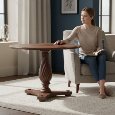 Classic round table solid rustic tables dining tables model ZB-4