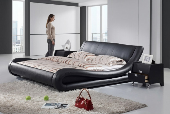 XXL Double Bed Leather Bed Bed Beds Leather Leather Upholstery Marriage Designer New