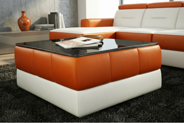 Designer coffee table, upholstered table, leather glass tables, glass tables #SBA1A
