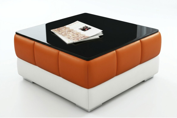Designer coffee table, upholstered table, leather glass tables, glass tables #SBA1A