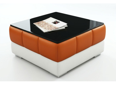 Designer coffee table, upholstered table, leather glass tables, glass tables #SBA1A
