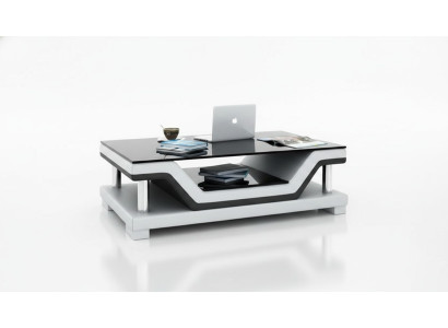 Designer coffee table, upholstered table, leather, glass, modern tables #SB3009