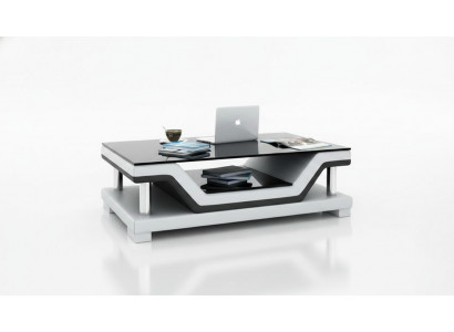 Designer coffee table, upholstered table, leather, glass, modern tables #SB3009