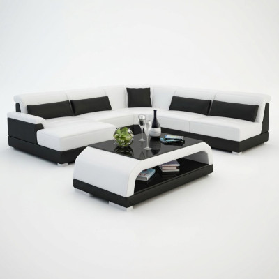 Designer Coffee Table Upholstered Table Leather Glass Modern Tables 6108