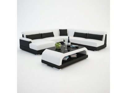 Designer Coffee Table Upholstered Table Leather Glass Modern Tables 6108
