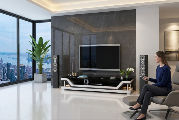 RTV TV Sideboard Leather Glass Table Television Cabinet Table Designer 3009