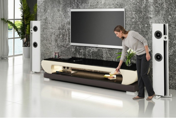 RTV TV sideboard leather glass table television cabinet table designer 403