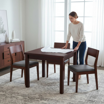 Table dining table wooden table XXL conference table 100 x 100 cm extendable 100 x 250 cm