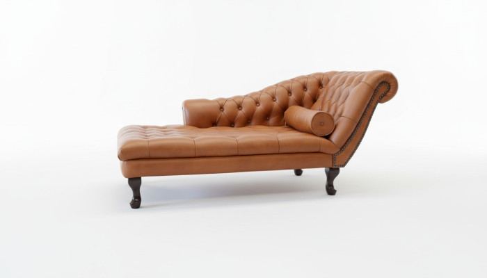 Chesterfield Chaise Longue Ottoman Sofa Real Leather Relaxing Chaise New
