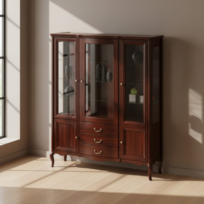 Large Cabinet Solid Hardwood Rustic Classic Display Cabinet PR-W3