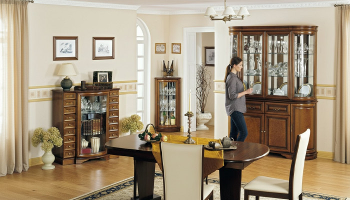Complete living room display cabinet sideboard table display cabinet dining room set 4-piece