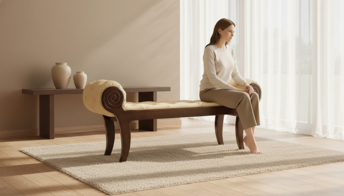 CLASSIC RETRO RUSTIC FOOTSTOOL OTTOMAN BENCH - Model N