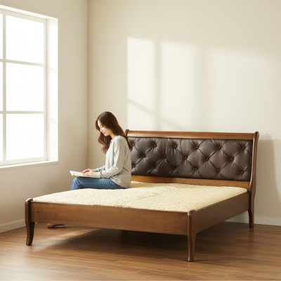 Classic bed, beds, double bed, wooden bed, country house model N-bed T