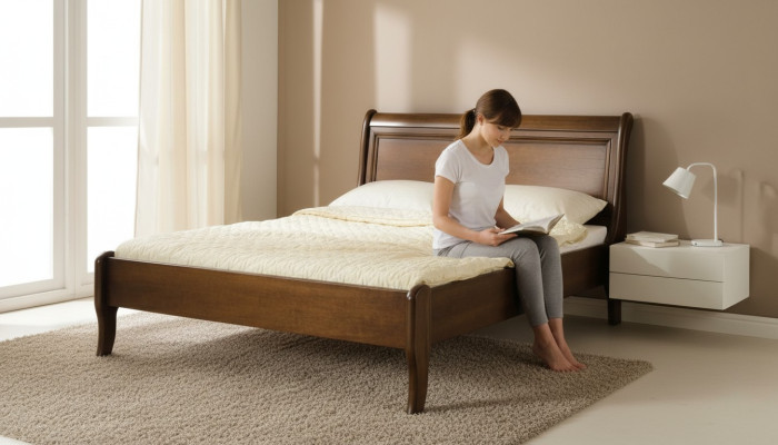 Classic bed, beds, marriage bed, double bed, wooden bed, country style - Model N-bed P