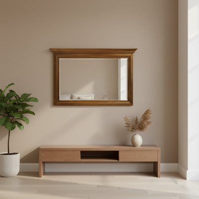 Classic Large Mirror Wall Mirror Hanging Mirror Wooden Frame Wardrobe N-L2