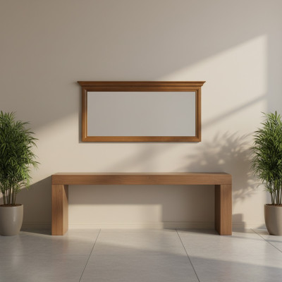 Classic Large Mirror Wall Mirror Real Wood Frame Hanging Mirror Model N-L1