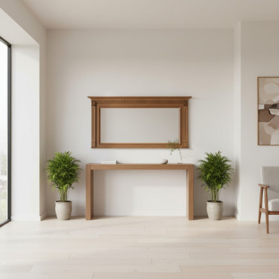 Classic designer mirror wall mirror with genuine wood frame colonial style