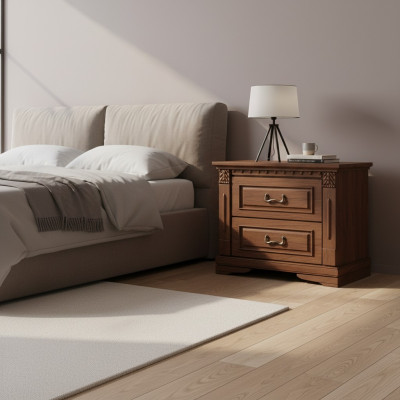 2x Set of Classic Nightstands Bedside Table Night Consoles Table Solid Wood OSZN