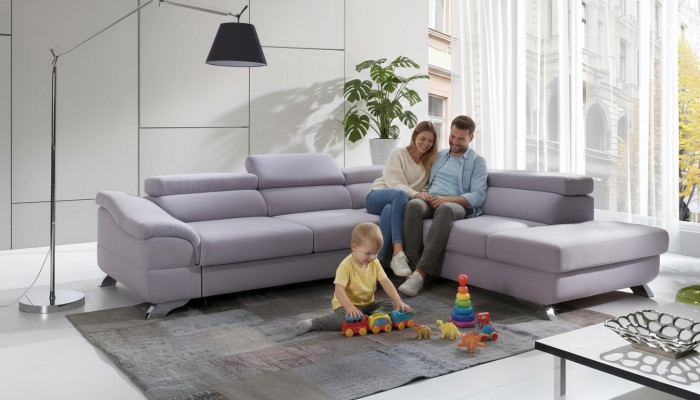 Corner sofa with bed function, living landscape, sofa, sectional sofa, couch corner, upholstery suite